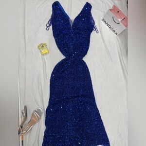 Elegant Blue Sequin Dress